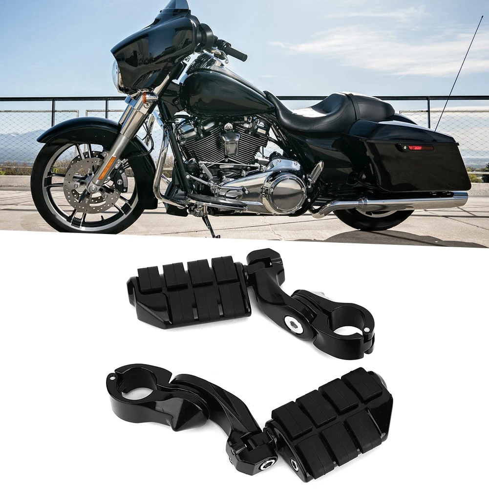 Пара черных левых и правых регулируемых коротких подножек для ног с кронштейном