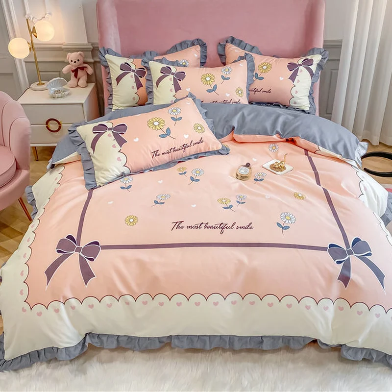 

Kawaii Bedding Set Apartment Quilt Designer Fashion Sheets And Pillowcases Duvets Cover King Queen Size Lovely Comforter Cover