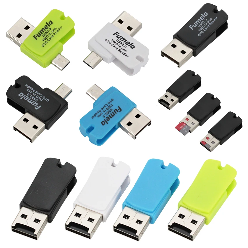 

2-IN-1 Micro USB 2.0 OTG Adapter+Micro SD TF Card Reader for Android Phones Exteral Portable USB SD Card Reader Wholesale