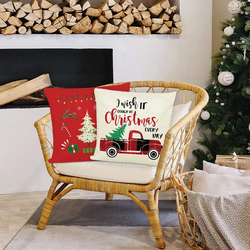 

Christmas Throw Pillow Covers Xmas Decorations Pillow Cushion Covers Home Decorative Pillowcase for Couch Sofa