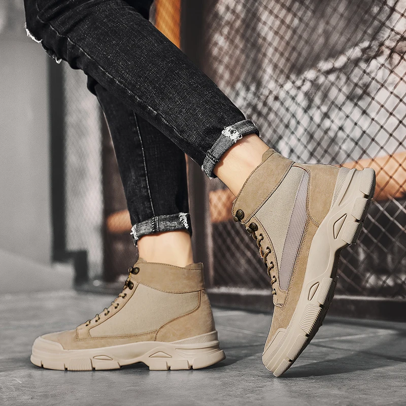 Мужские замшевые ботинки на платформе повседневные удобные высокие сноубутсы