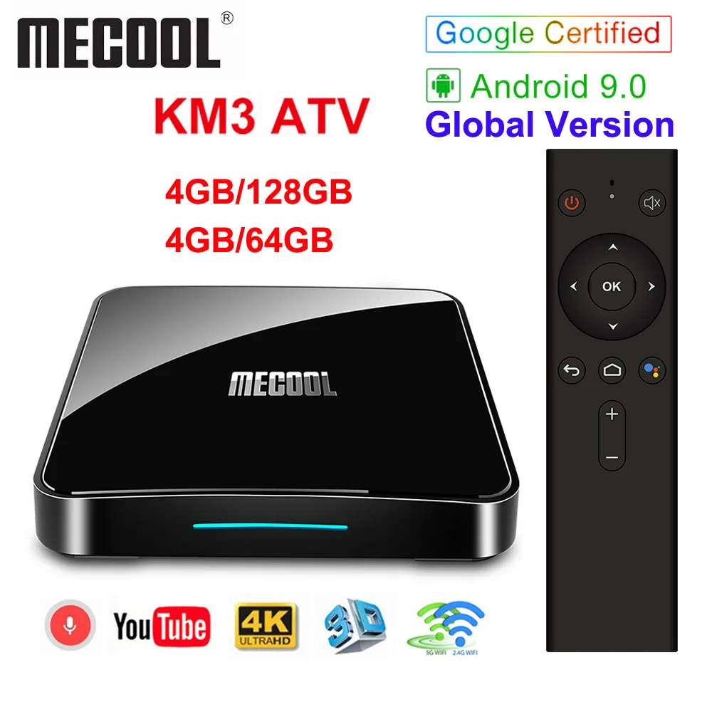Android tv 9,0 Google Сертифицированный MECOOL KM9 PRO 4 ГБ 32 ГБ Android 9,0 tv Box Amlogic S905X2 4 K Voice 2,4G 5G Dual Wifi BT4.0 KM9A tv
