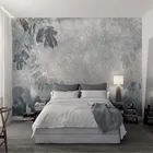 Винтажные обои в стиле ретро с серыми листьями, Настенная роспись, декор для гостиной, спальни, пейзажные настенные фрески на заказ