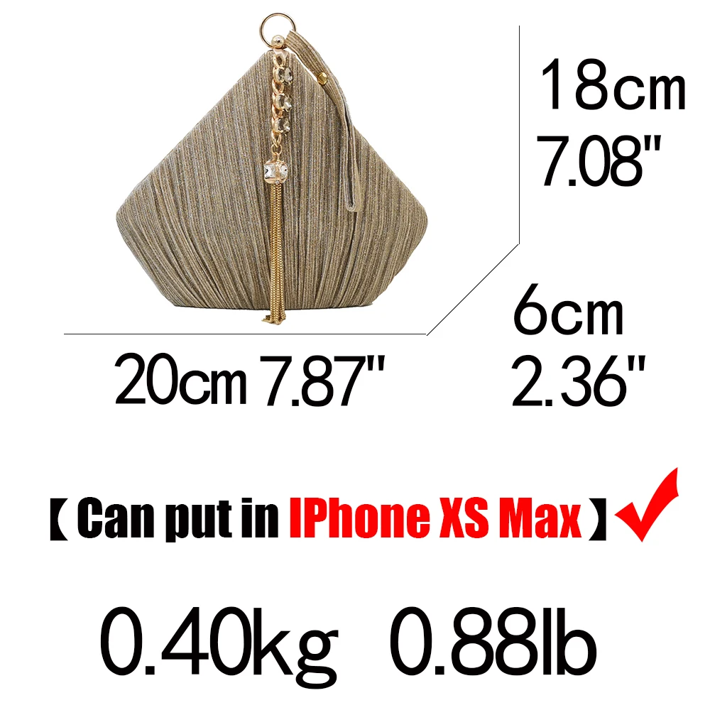 

Boutique De FGG Pentagon Women Satin Evening Bags Crystal Tassel Clutch Handbags Wedding Party Cocktail Minaudiere Purses Bag