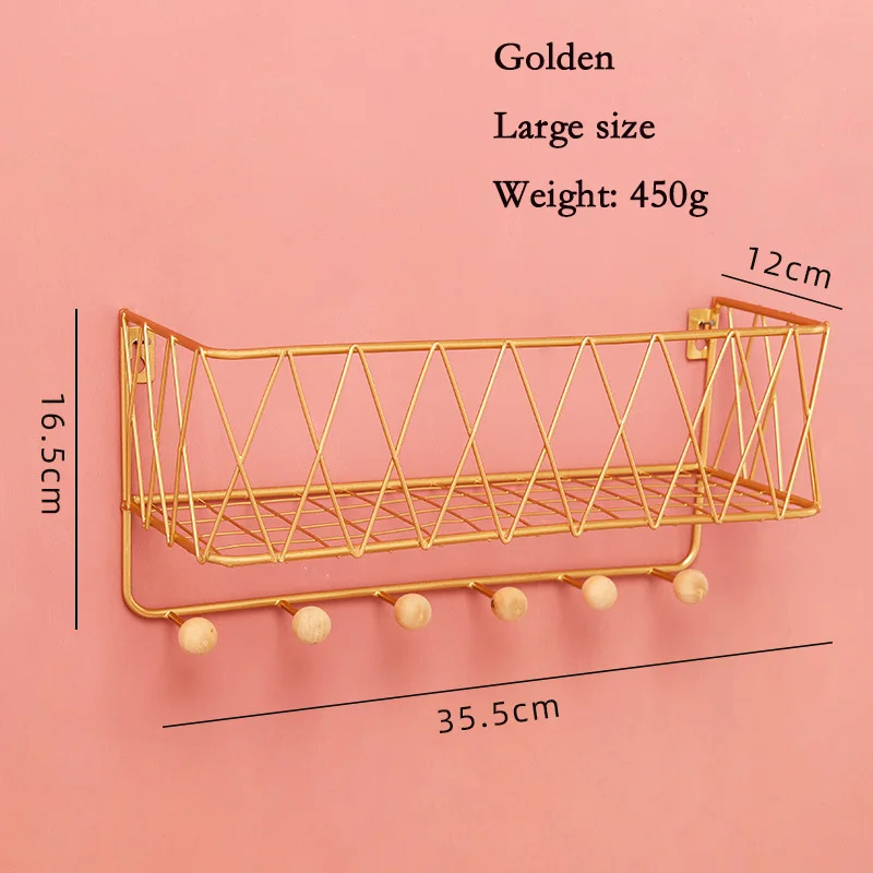 

Nordic creative wall hook rack Home wall decoration creative multifunctional partition wrought iron rack shelves kitchen items