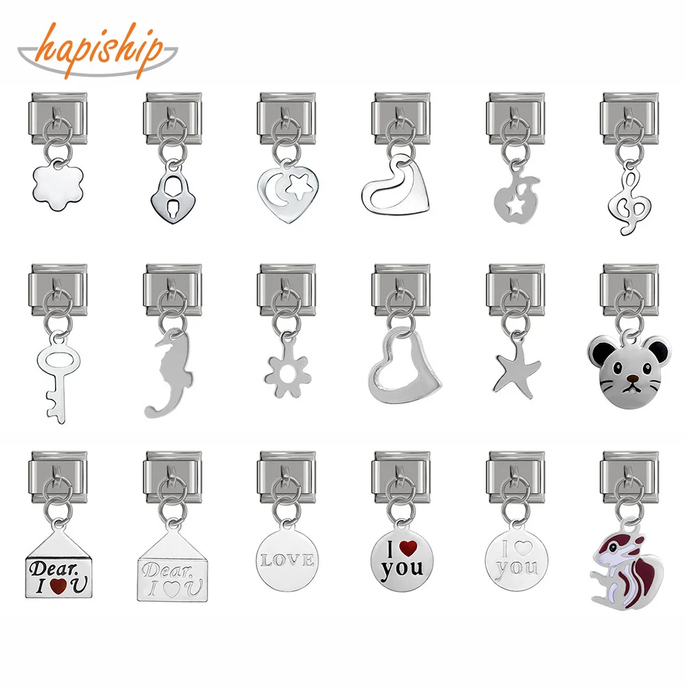 

Оригинальный браслет Hapiship из нержавеющей стали, изящный итальянский браслет для изготовления ювелирных изделий, ширина 9 мм, ромашка, я любл...