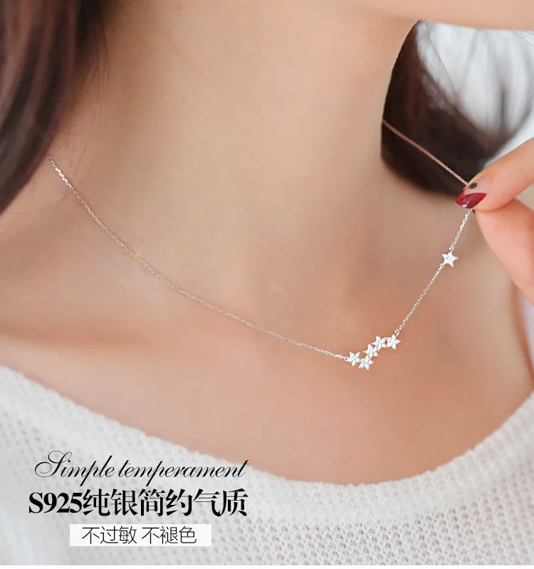 Женское колье из серебра 925 пробы с цепочкой до ключиц|Ожерелья| |