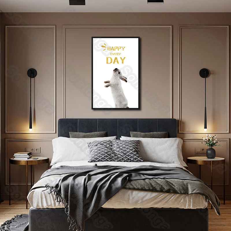 

Nordic Style Animal Rabbit Art Poster Modern Home Decoration Sofa Simple Bedroom Bedside Canvas Painting Painting Creative