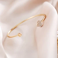 adjustable crystal double heart bilezik womens simple open bracelet 2021 hot sale new fashion glamour girl jewelry lover gift