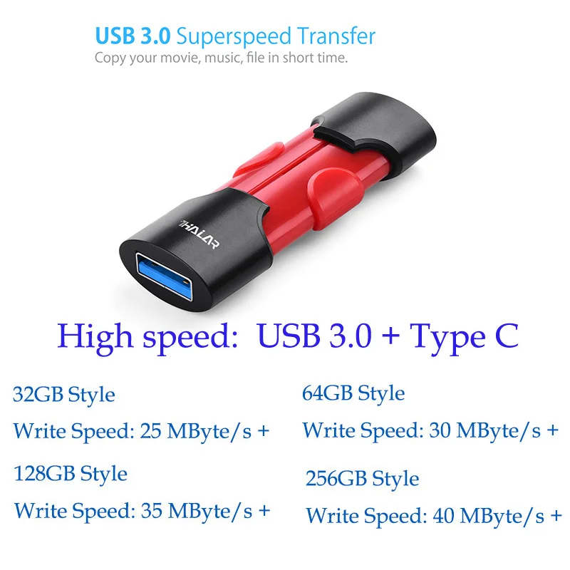 T7-Mix1-fast THKAILAR USB 3,0 флэш-диск тип-c OTG USB флеш-накопитель 256 ГБ 128 Гб 64 Гб Флешка 32 Гб высокоскоростная карта памяти, Флеш накопитель USB - Цвет: T7-Mix1-fast