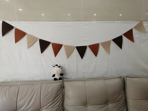 18 Flags Khaki Brown Felt Banner Garlands Birthday Bunting Pennant Baby Shower Wedding Garland Party Decoration Supplies | Дом и сад