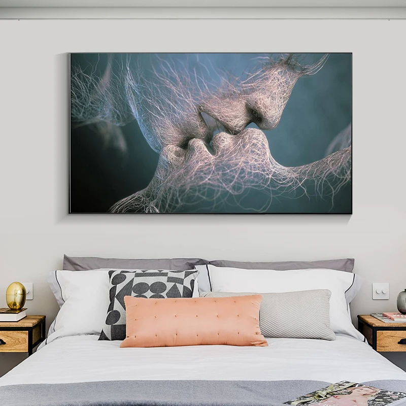 

Abstract Big Size Couple Kiss Canvas Painting Posters and Prints Wall Art Picture Cuadros Sweet Kiss Home Decoration No Frame