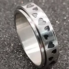 2021 Ретро серебряное металлическое кольцо в форме сердца женское кольцо из нержавеющей стали уникальное вращающееся кольцо для пары модные высококачественные ювелирные изделия