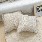 Льняные Чехлы для подушек макраме наволочка ручной вязки, 100% хлопок подушка в виде геометрических фигур в богемном стиле Стильный чехол для подушки домашний Декор 45*45 см