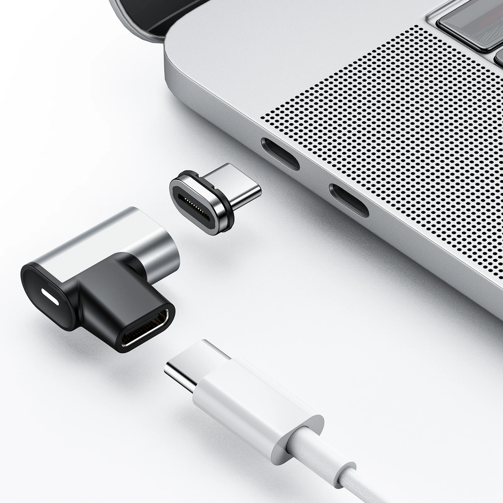 Adaptador de codo USB C de 24 Pines, convertidor de datos magn&eacute;tico de carga r&aacute;pida, sincronizaci&oacute;n de datos de 10Gbs, 100W, adecuado para m&aacute;s dispositivos tipo C-0