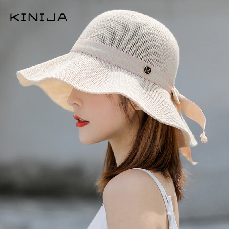 Летняя шляпа от солнца женская модная соломенная из хлопчатобумажной пряжи для