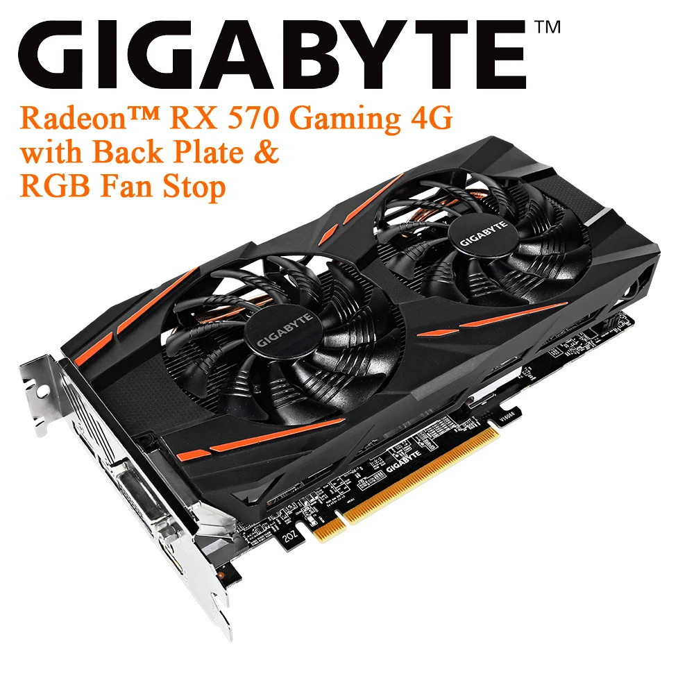 Оригинальная графическая карта Gigabyte AMD Radeon RX570 gpu rx 570 4 Гб с видеокартой GDDR5 256 бит для игр pc gamer б/у