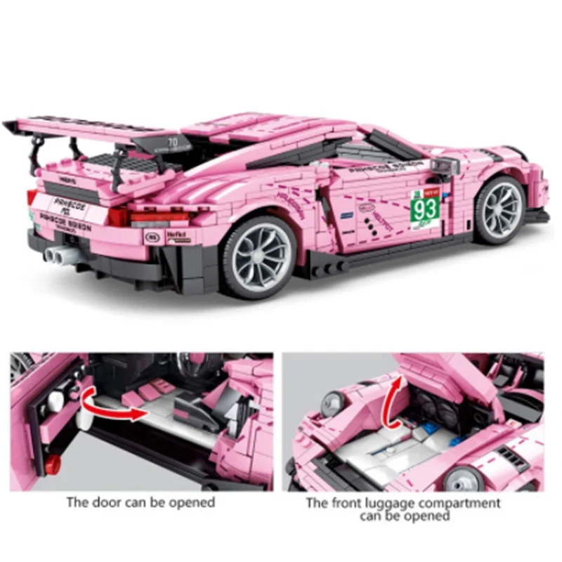 

Classic collection sports car model SY0003 pink Baoshi GT3 sports car assembling small particle building block toy car