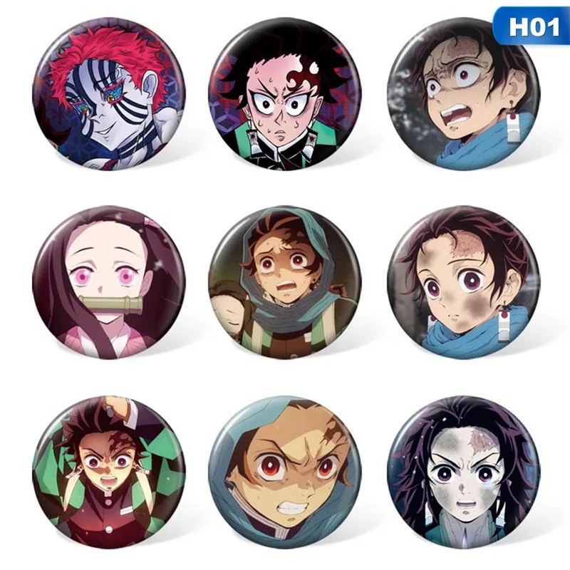 

9 PcsNew Demon Slayer Kimetsu no Yaiba Cosplay Badges Brooch Pins Kamado Tanjirou Icon Collection Breastpin for Backpacks