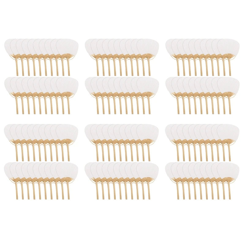 

120 шт. чистый белый бамбуковый веер с ручкой для каллиграфии, рисования