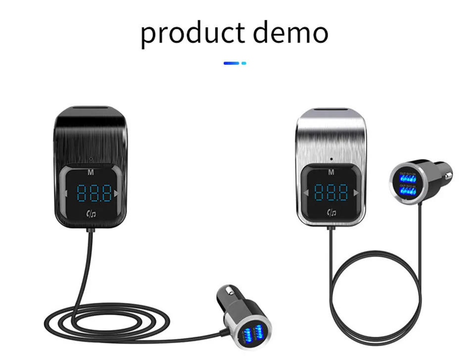 USB адаптер для быстрого автомобильного Зарядное устройство Bluetooth ресивер FM-передатчик модулятор Автомобильный AUX Беспроводной радио адаптер MP3 проигрыватель TF карты и микрофон