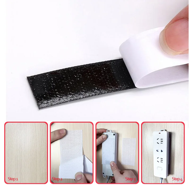 

6/3 Meter Tape Hook and Loop Tape Strong Self Adhesive Nylon Sturdy Tie-Down Strips for DIY Home Office School Car Craft