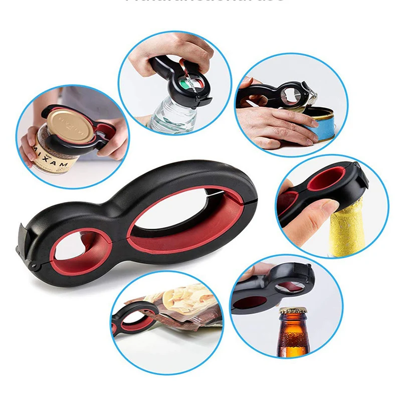 

6 в 1, многофункциональный фотооткрыватель, все в одном, банка с захватом, крышка вина, пива, крученная банка, фотография