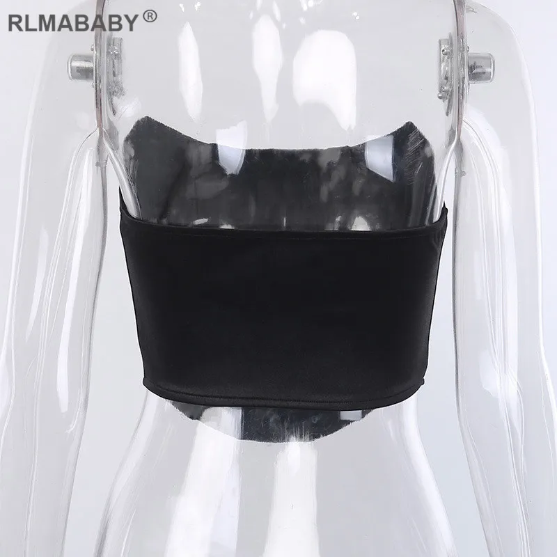 RLMABABY, атласный корсет без бретелек, сексуальный женский розовый укороченный топ, тонкий женский черный короткий топ с открытыми плечами, вечерние топы для ночного клуба, красный топ на бретелях
