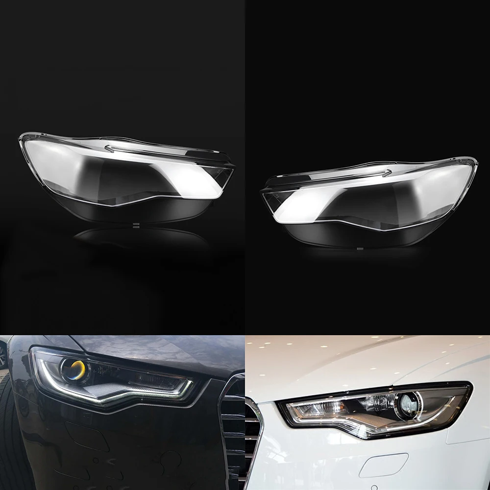 Для Audi A6L C7 2012 2013 крышка фары автомобиля объектив прозрачная Замена Передняя прозрачная Авто оболочка - Цвет: A Pair