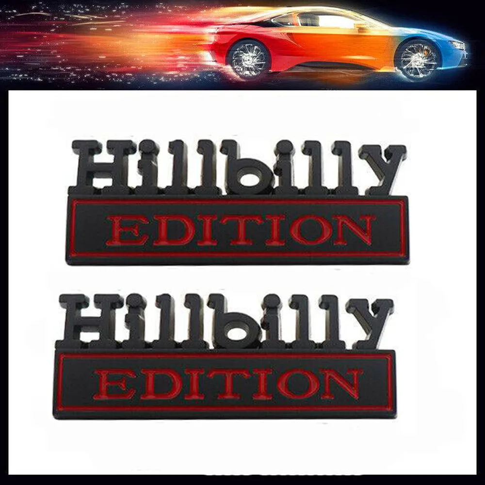 

Zinc Alloy Sticker 2x Badge Emblems Hillbilly Edition Parts Strong Adhesive