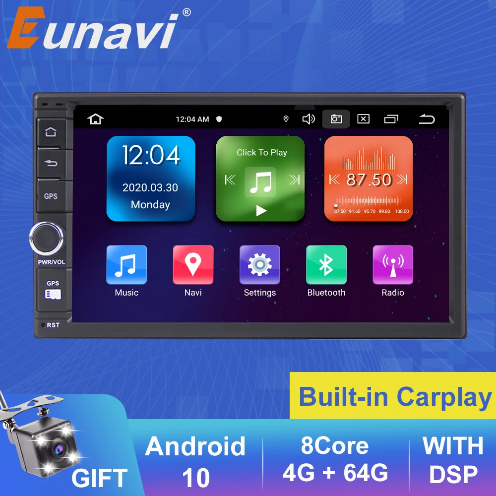 Автомагнитола Eunavi 2 Din 7 дюймов Android мультимедийный плеер универсальная