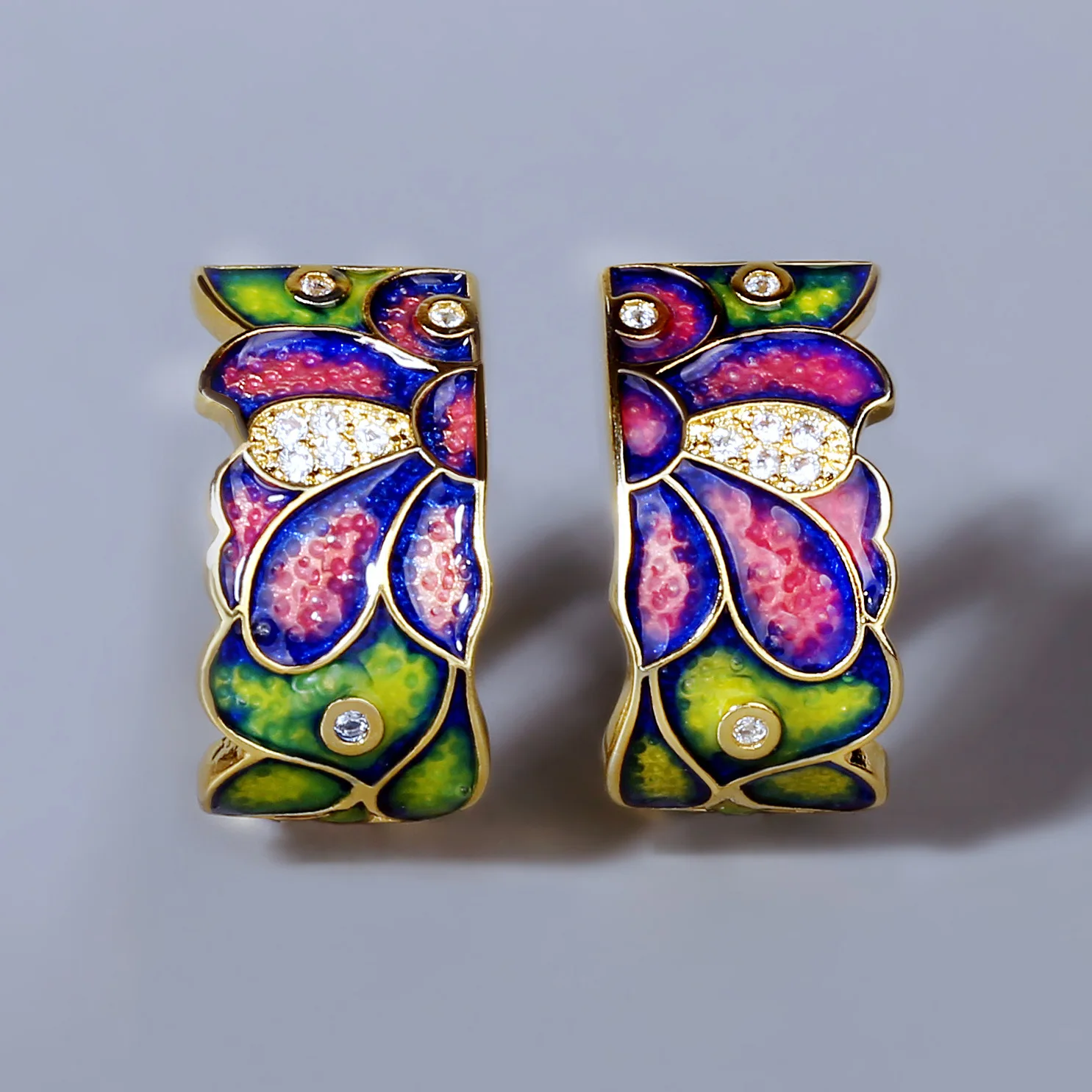 

Vintage Temperament Flower Earring Handmade Enamel Ink Blue Daisy Ladies Elegant 925 Silver Earrings To Attend The Party Jewelry