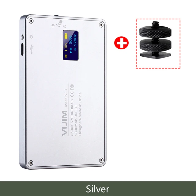 VIJIM VL-1 карманный светодиодный светильник для камеры с магнитной регулируемой яркостью 3500-5700K CRI 96 светильник для фотостудии для Canon sony DSLR camera s - Цвет: Серебристый
