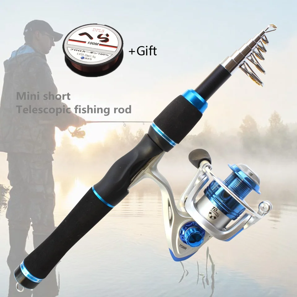 Портативное 165 см карбоновое спиннинговое удилище и спиннинговая катушка