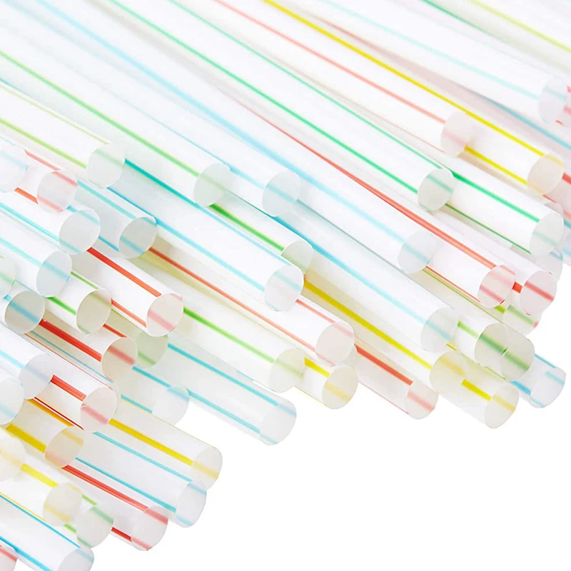 

1500 Pcs Flexible Plastic Straws Striped Multi Colored Disposable Straw 8 inch Long