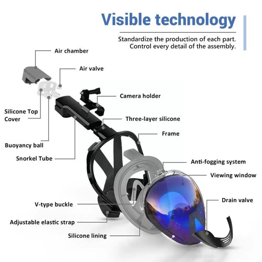 

Scuba Diving Mask Full Face Anti Fog Underwater Snorkel Mask Women For Gopro Set Swimming Men Snorkeling Mask Camera Kids A6A1