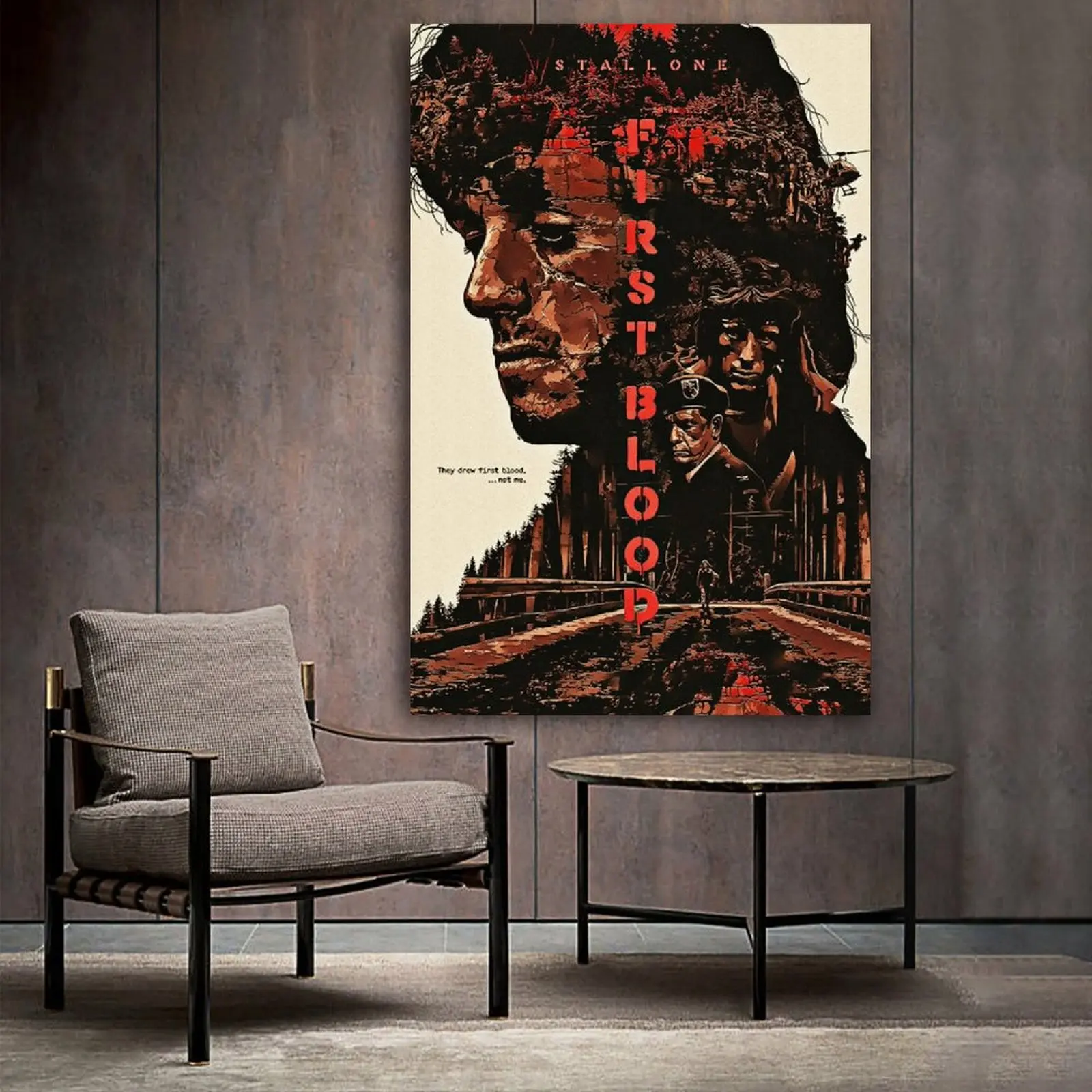 Плакат из фильма Первая кровь Rambo художественный плакат на холсте и Настенная