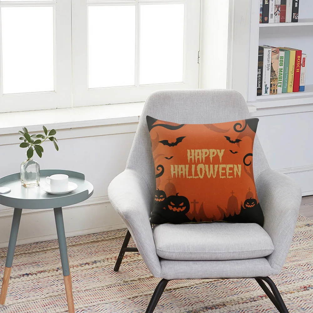 4 шт./компл. Хэллоуин Наволочка на подушку льняная Подушка Чехол тыквы с принтом