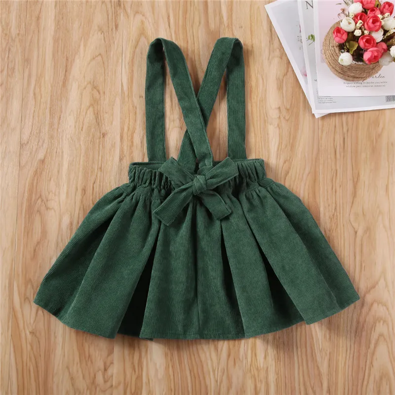 Детская Вельветовая юбка на подтяжках гофрированное платье для маленьких