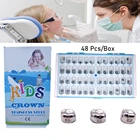 48 шт.кор. стоматологические предварительно малыш начальной молярная Корона Нержавеющаясталь временные коронки зубы защиты стоматологии терапия Набор