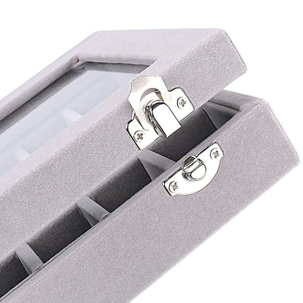 12/24 Grids Watch Organizer Necklace Earring Ring Storage Box Multifunction Velvet Jewelry Display Watch Box Women Gifts
