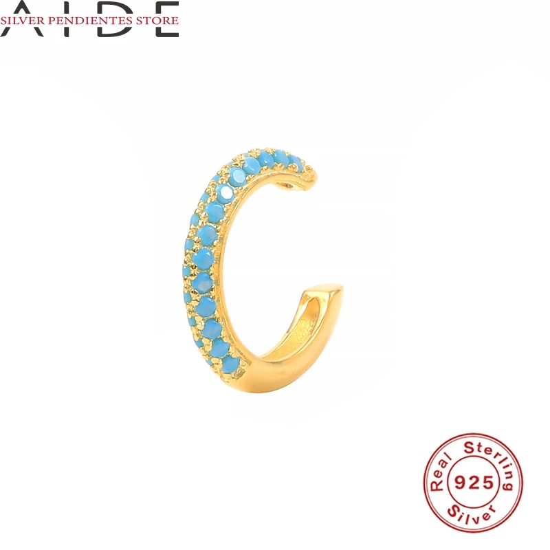 

AIDE 1PCS Small Colorful 925 Sterling Silver Earrings For Women Cartilage Conch Without Piercing Cuff Earring Earcuff Jewelry
