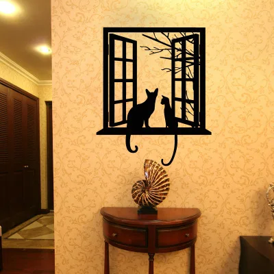 Искусственные Креативные 3d наклейки на стену окна кошка Животные гостиная