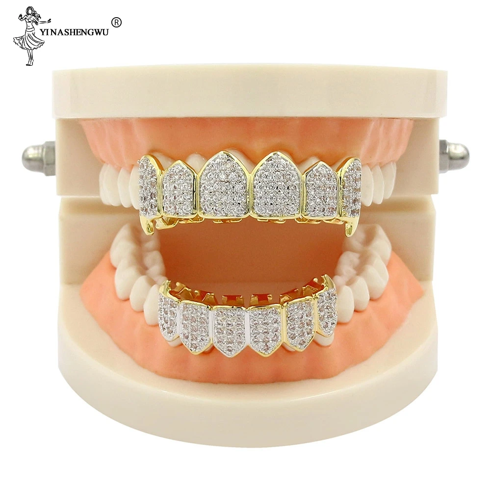 Хип-хоп декоративные коронки с цирконом класса ААА Зубные фианитом верхние и