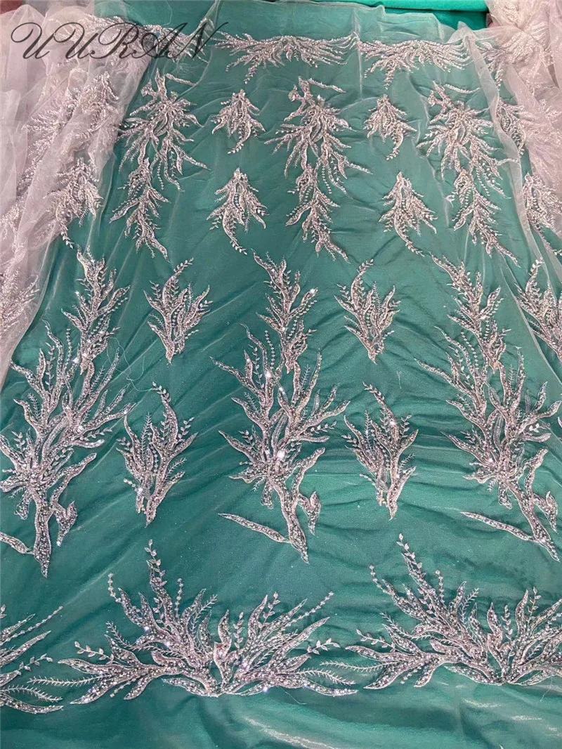 

Heavy Bead Embroidery Tulle Bridal Wedding Gown Dress Nigerian African French Lace Fabric