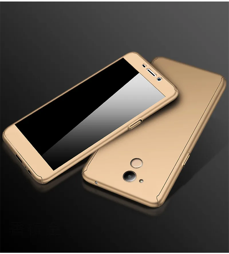 Golden Чехол с полной защитой на 360 градусов для huawei Honor 6C Pro Honor 10 Lite Y9, чехол для Honor 8x 6X 7X 5X, чехол+ закаленное стекло - Цвет: Golden
