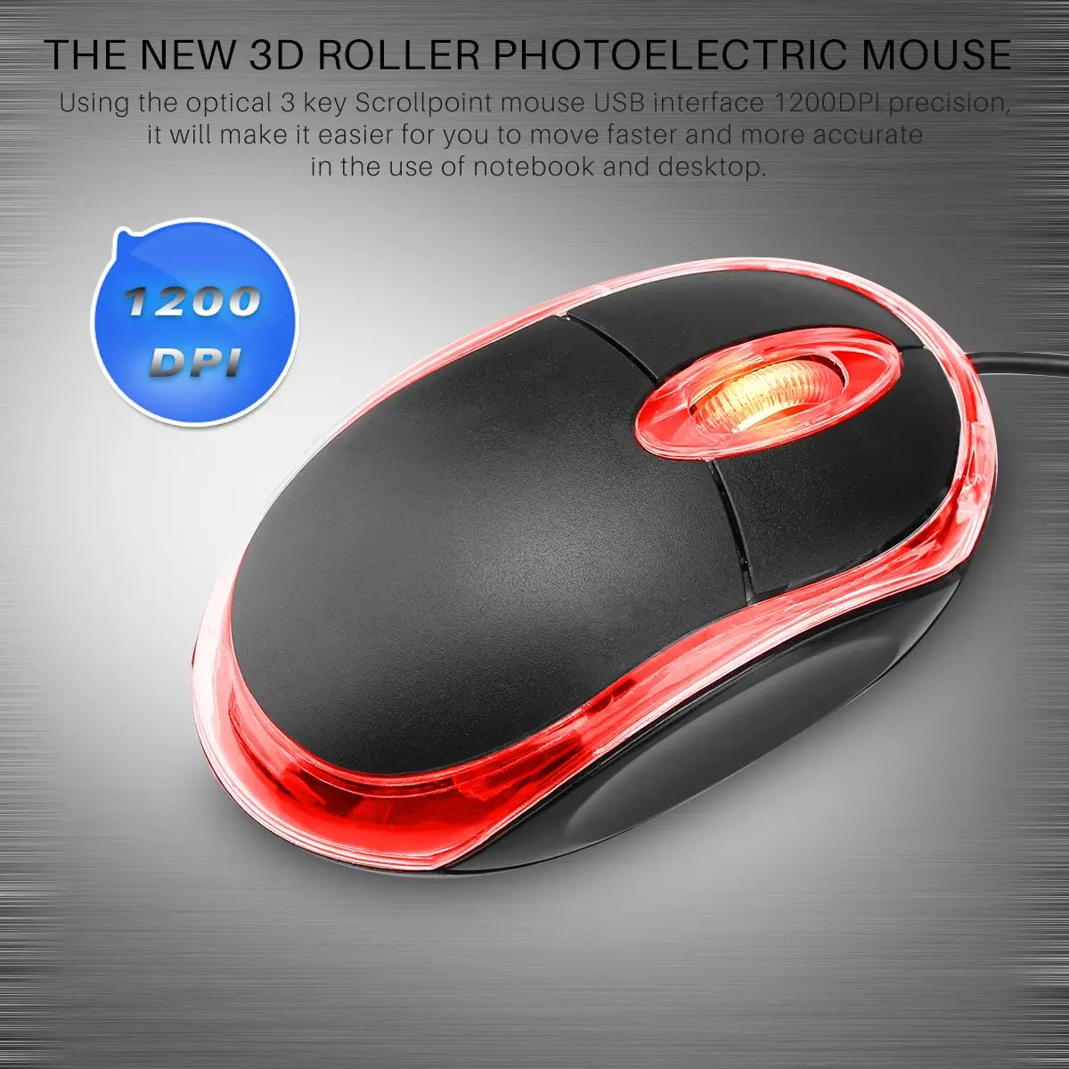 Проводной 3 кнопочный Plug & Play Мышь 3D USB 1200 точек/дюйм оптический прокрутки мыши