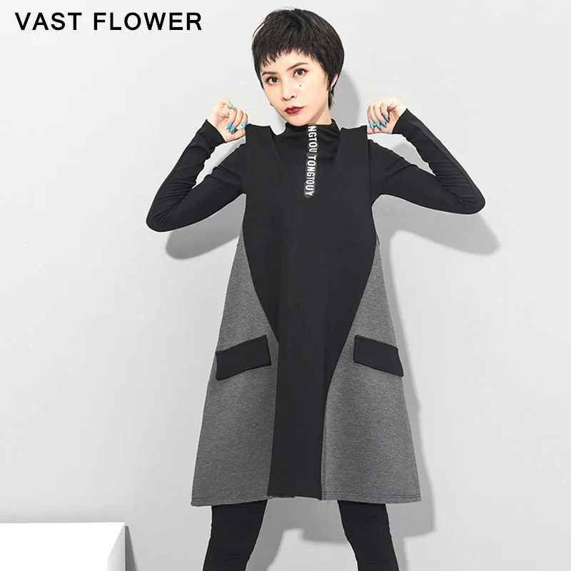 

Винтажная рубашка в стиле «пэчворк», платье, женское платье с v-образным воротом, без рукавов Свободные повседневные модные шерстяные пальт...