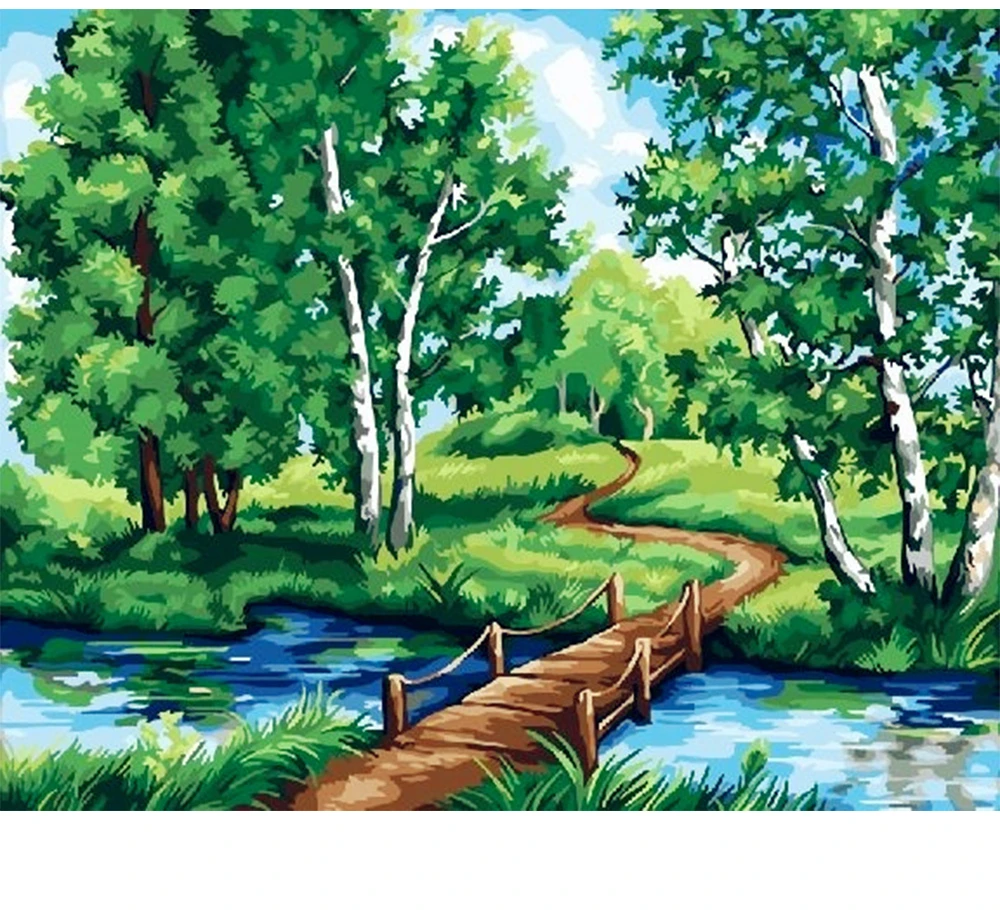 

CraftArtGo Painting By Numbers Landscape Drawing On Canvas HandPainted Gift Picture By Number Waterfall Kits Home Decoration