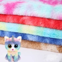 warp knitted colorful rabbit fur two color rainbow kibbles toy flannel fabric